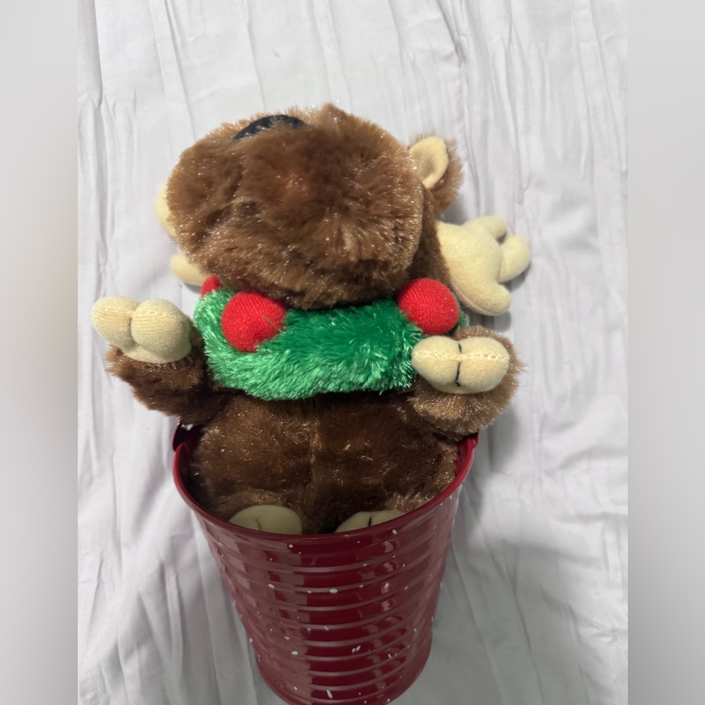 Plush Reindeer Toy with Green Scarf
